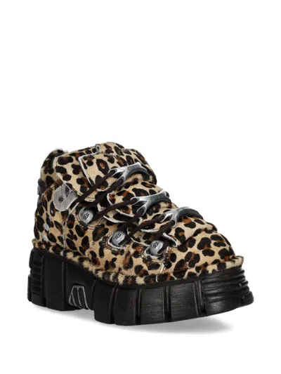 New Rock 60mm Leopard-print Platform Sneakers In Brown
