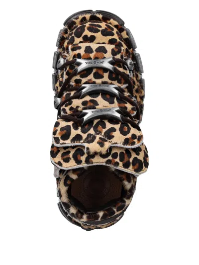 New Rock 60mm Leopard-print Platform Sneakers In Brown