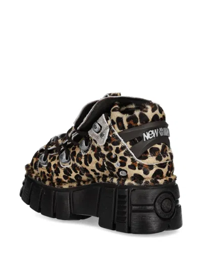 New Rock 60mm Leopard-print Platform Sneakers In Brown