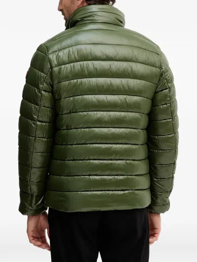 Save The Duck Quilted Green Light Jacket With Double-slider Zip Hood In Green