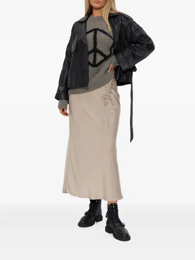 Allsaints Womens Black Hendry Relaxed-fit Cropped Leather Trench In Black