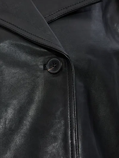 Allsaints Womens Black Hendry Relaxed-fit Cropped Leather Trench In Black