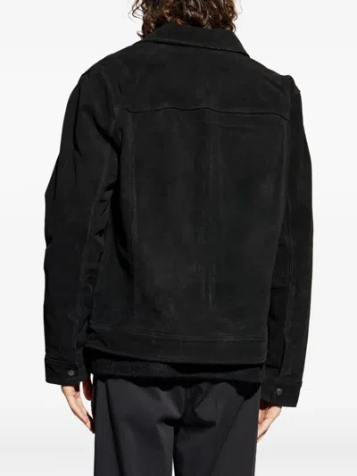 Allsaints Mens Rhone Collared Suede Jacket Black