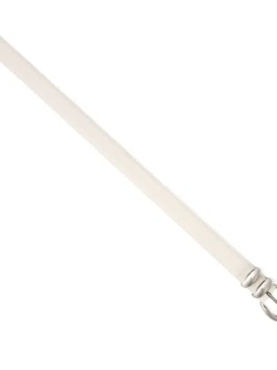 Sandro Smooth Leather Metal Buckle Belt In White