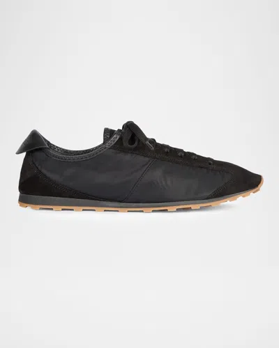 Jacquemus Smooth Suede-textured Sneakers With Contrasting Rubber Sole In Black