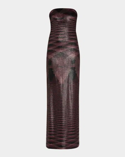 Missoni Flame Pattern Long Dress In Brown