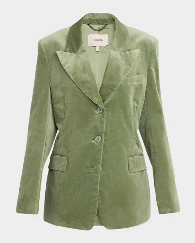 Dorothee Schumacher Twisted Structured Slim Corduroy Blazer In Green