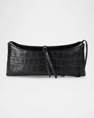 Staud Eve Croc-embossed Leather Clutch Bag