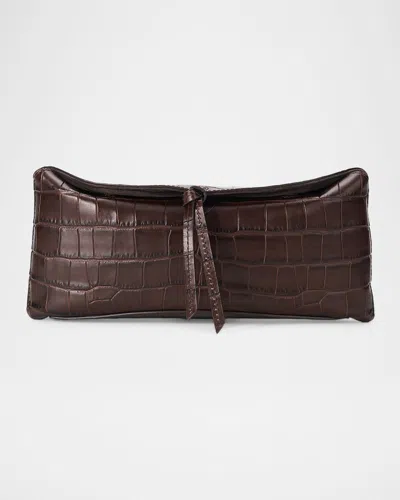 Staud Eve Croc-embossed Leather Clutch Bag