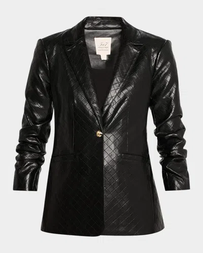 Cinq À Sept Khloe Quilted Vegan Leather Blazer In Black