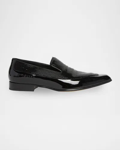 Alexander Mcqueen Men's Artie Beaded Leather Loafers In Black