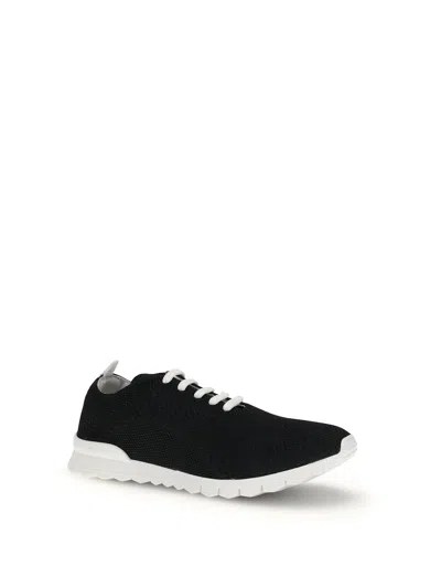 Kiton Perforated Fabric Slip-on Sneakers In Nero