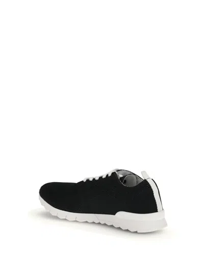 Kiton Perforated Fabric Slip-on Sneakers In Nero