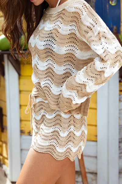 Cupshe Bahamas State Of Mind Coral Garden Cover-up Shorts In Neutral