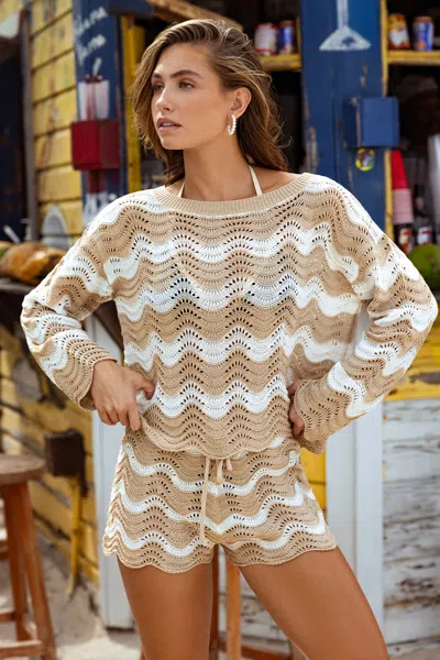 Cupshe Bahamas State Of Mind Coral Garden Cover-up Shorts In Neutral