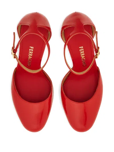 Ferragamo Maily Patent Leather Pumps In Red