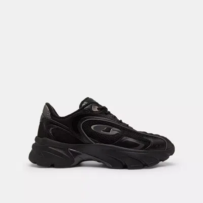 Coach Black Mesh And Leather Bolt Sneakers In Multi