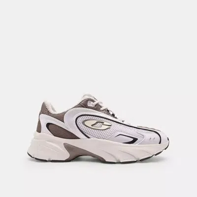 Coach New York Two Tone Mesh And Leather Bolt Sneakers In Multi