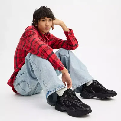 Coach Black Mesh And Leather Bolt Sneakers In Multi