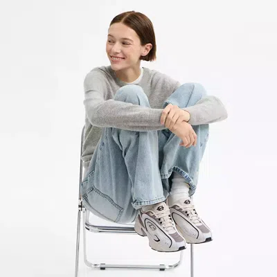 Coach New York Two Tone Mesh And Leather Bolt Sneakers In Multi