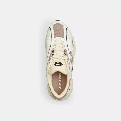 Coach New York Two Tone Mesh And Leather Bolt Sneakers In Multi