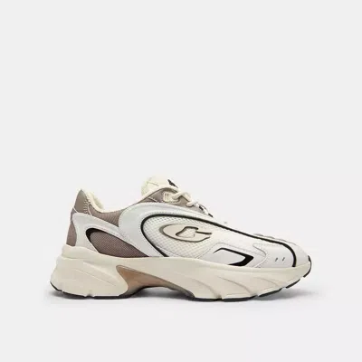 Coach New York Two Tone Mesh And Leather Bolt Sneakers In Multi