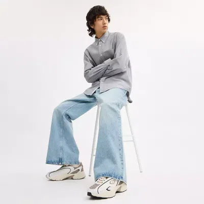 Coach New York Two Tone Mesh And Leather Bolt Sneakers In Multi