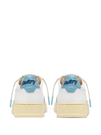 Autry Medalist Low Sneakers In White And Light Blue Leather In Multi