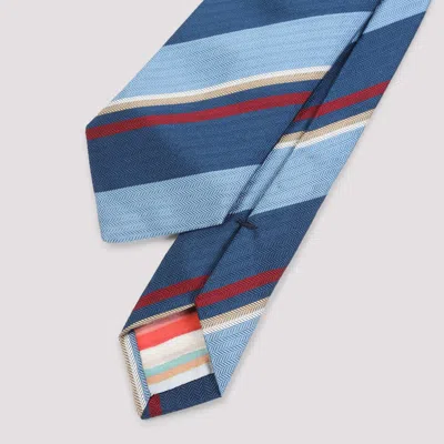 Paul Smith Horizontal Stripe Tie Regular Width Design In Blue