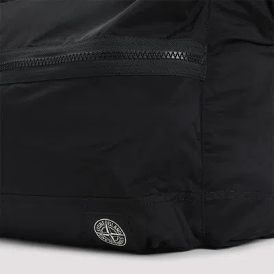Stone Island Backpack Adjustable Straps Front Zip Pocket Top Handle In Black