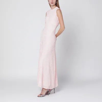 Rotate Birger Christensen Rotate Birgerchristensen Long Pink Mesh Dress In Multi