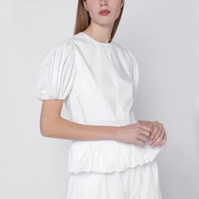 Rotate Birger Christensen Rotate Birgerchristensen White Alix Top With Puff Sleeves In Animal Print