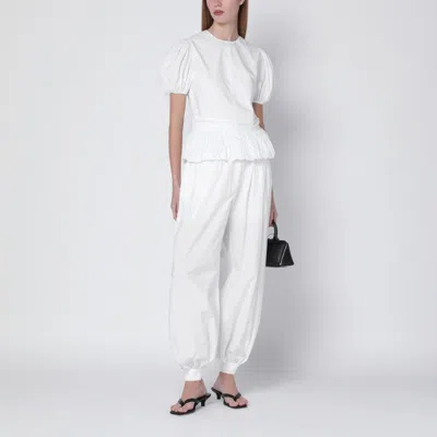 Rotate Birger Christensen Nicola High-waisted Poplin Trousers In White