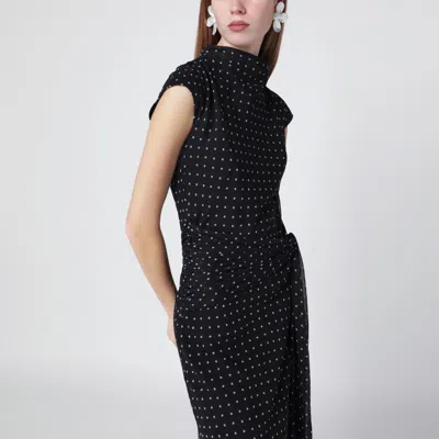 Rotate Birger Christensen Rotate Birgerchristensen Long Polkadot Dress In Black