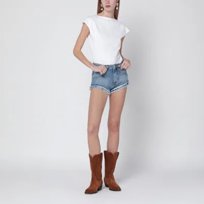 Isabel Marant Eneidala Denim Shorts Silk Nylon Blend In Blue