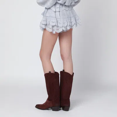 Isabel Marant Étoile Isabel Marant Etoile Light Blue Lace Puria Shorts With Ruffles In Blue