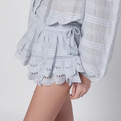 Isabel Marant Étoile Isabel Marant Etoile Light Blue Lace Puria Shorts With Ruffles In Blue