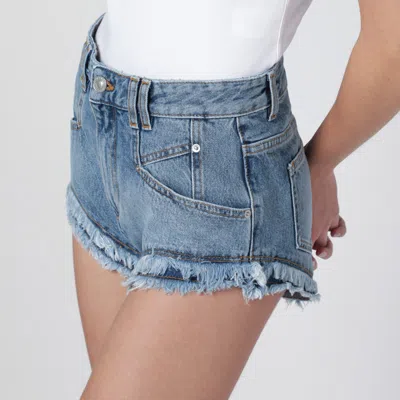 Isabel Marant Eneidala Denim Shorts Silk Nylon Blend In Blue