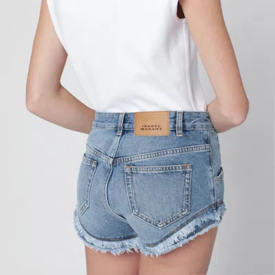 Isabel Marant Eneidala Denim Shorts Silk Nylon Blend In Blue