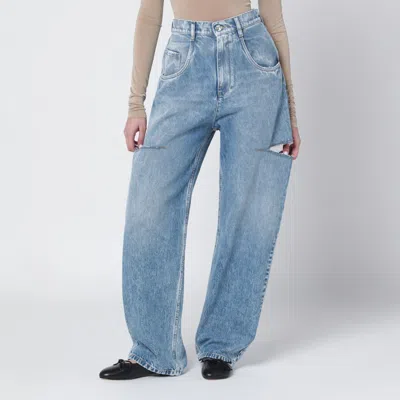 Maison Margiela Loose Blue Jeans With Drawstrings In Blue