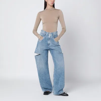 Maison Margiela Loose Blue Jeans With Drawstrings In Blue
