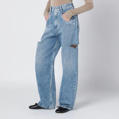 Maison Margiela Loose Blue Jeans With Drawstrings In Blue