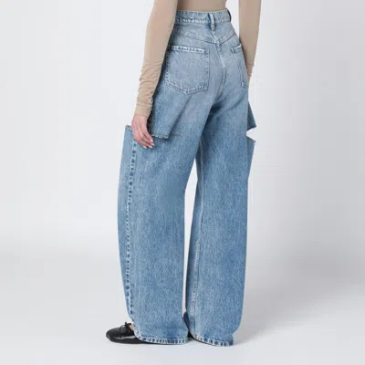 Maison Margiela Loose Blue Jeans With Drawstrings In Blue