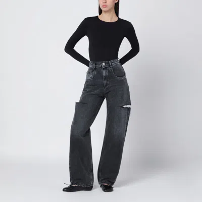 Maison Margiela Black Five-pocket Style Jeans With Rips In Cotton Denim Woman