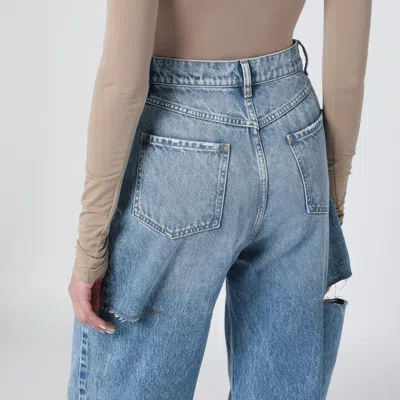 Maison Margiela Loose Blue Jeans With Drawstrings In Blue