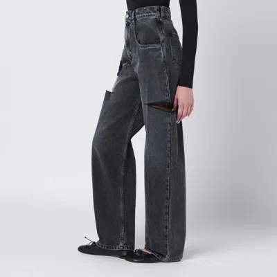 Maison Margiela Black Five-pocket Style Jeans With Rips In Cotton Denim Woman