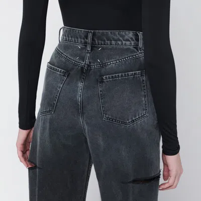 Maison Margiela Black Five-pocket Style Jeans With Rips In Cotton Denim Woman