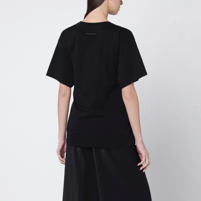 Mm6 Maison Margiela Black Cotton T-shirt With Gloves In Black