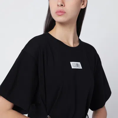 Mm6 Maison Margiela Black Cotton T-shirt With Gloves In Black