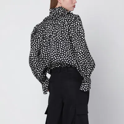 Chloé Turtle Neck Shirt Polka Dots Ruffled Collar In Black